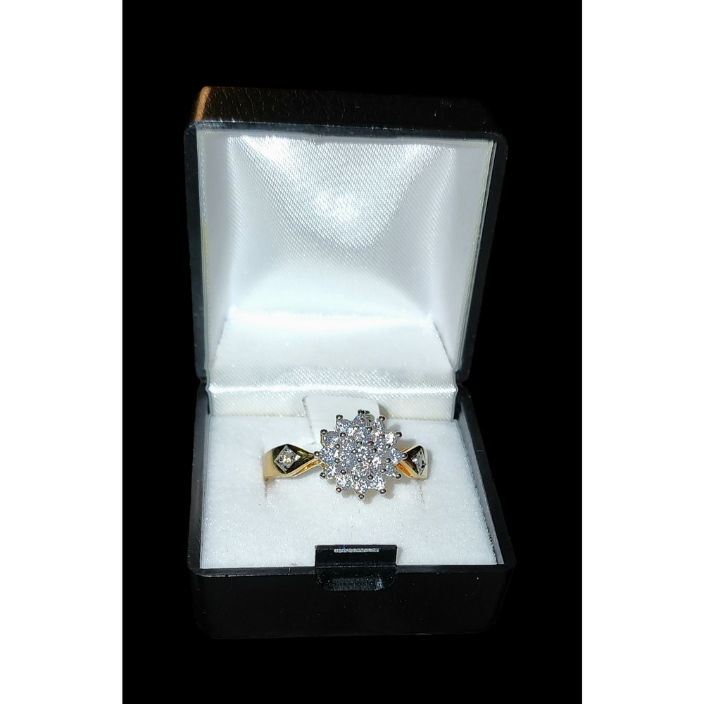 Two tone Cubic zirconia 14kt Gold plated ring size 10.75